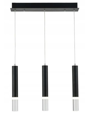 Lampa sufitowa Gwen 3-punktowa LED, czarna, minimalistyczna do kuchni i jadalni, elegancki design.