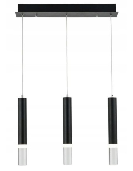 Lampa sufitowa Gwen 3-punktowa LED, czarna, minimalistyczna do kuchni i jadalni, elegancki design.