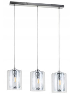 Lampa wisząca Tesh E14, chromowana, regulowana, 3 źródła światła, elegancka do jadalni i salonu, 120 cm