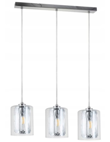 Lampa wisząca Tesh E14, chromowana, regulowana, 3 źródła światła, elegancka do jadalni i salonu, 120 cm