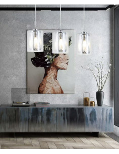 Lampa wisząca Tesh E14, chromowana, regulowana, 3 źródła światła, elegancka do jadalni i salonu, 120 cm 2