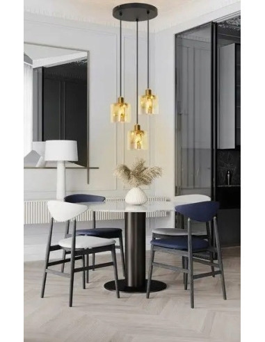 Lampa wisząca Elmo 3-płomienna w stylu glamour z czarnym wykończeniem do nowoczesnych wnętrz, E14, 120 cm