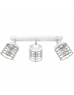 Nowoczesna lampa sufitowa RASTI w stylu loft, 3-punktowa, srebrna z kloszami koszykowymi, idealna do wnętrz industrialnych 2