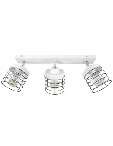 Nowoczesna lampa sufitowa RASTI w stylu loft, 3-punktowa, srebrna z kloszami koszykowymi, idealna do wnętrz industrialnych