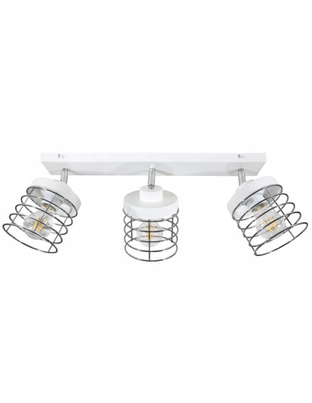 Nowoczesna lampa sufitowa RASTI w stylu loft, 3-punktowa, srebrna z kloszami koszykowymi, idealna do wnętrz industrialnych