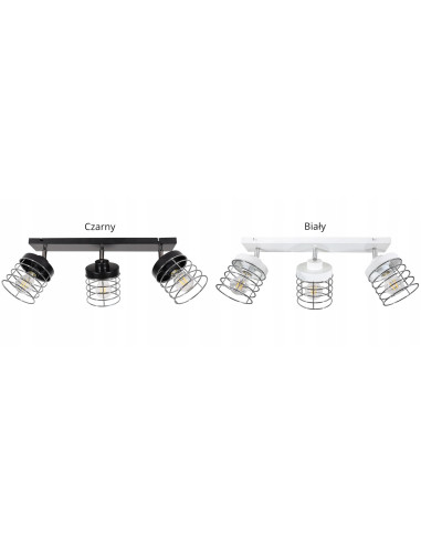 Nowoczesna lampa sufitowa RASTI w stylu loft, 3-punktowa, srebrna z kloszami koszykowymi, idealna do wnętrz industrialnych