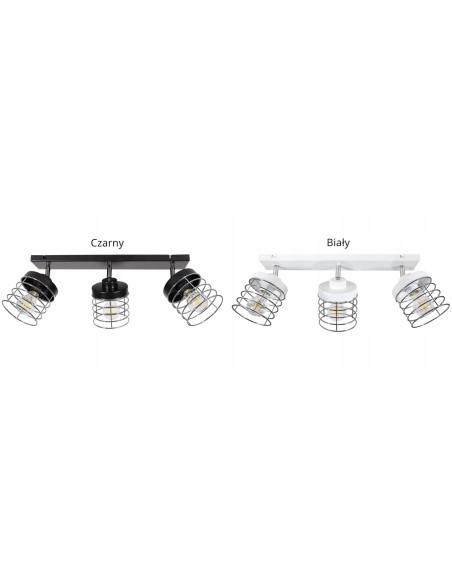 Nowoczesna lampa sufitowa RASTI w stylu loft, 3-punktowa, srebrna z kloszami koszykowymi, idealna do wnętrz industrialnych