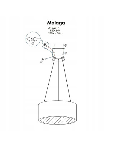 Lampa sufitowa LED Malaga - nowoczesny design w białym akrylu, oświetlenie do salonu, kuchni i biura, 24W, 1700 lumenów