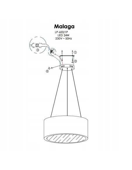 Lampa sufitowa LED Malaga - nowoczesny design w białym akrylu, oświetlenie do salonu, kuchni i biura, 24W, 1700 lumenów