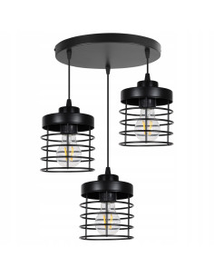 Lampa wisząca industrialna RASTI, czarna, 3-punktowa, regulowana, nowoczesne oświetlenie do kuchni i jadalni