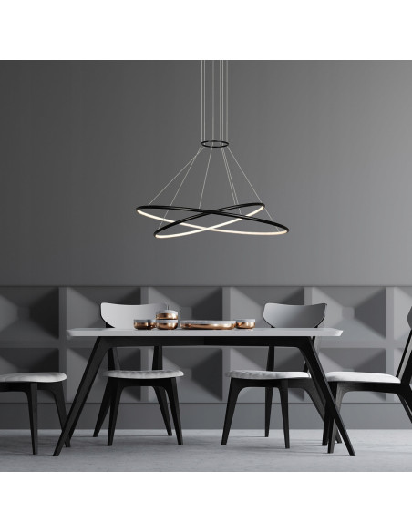 Nowoczesna czarna lampa wisząca LED Halifax z regulacją barwy światła - elegancki akcent do każdego wnętrza