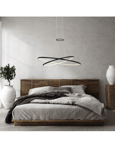 Nowoczesna czarna lampa wisząca LED Halifax z regulacją barwy światła - elegancki akcent do każdego wnętrza