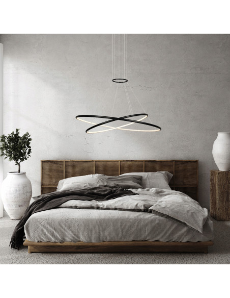 Nowoczesna czarna lampa wisząca LED Halifax z regulacją barwy światła - elegancki akcent do każdego wnętrza