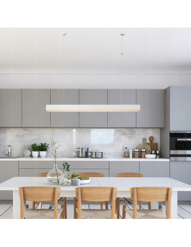 Lampa sufitowa LED Mira L CCT 120 cm, regulacja barwy, elegancka biała aluminiowa, do biura i domu