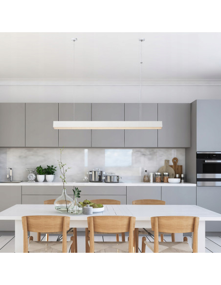 Lampa sufitowa LED Mira L CCT 120 cm, regulacja barwy, elegancka biała aluminiowa, do biura i domu