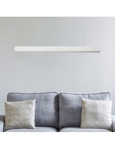 Lampa sufitowa LED Mira L CCT 120 cm, regulacja barwy, elegancka biała aluminiowa, do biura i domu