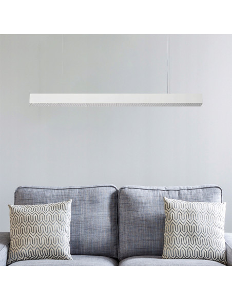 Lampa sufitowa LED Mira L CCT 120 cm, regulacja barwy, elegancka biała aluminiowa, do biura i domu