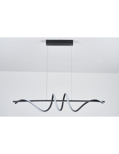 Nowoczesna lampa wisząca LED Serpent w kształcie spirali, czarna, 90cm, idealna do jadalni, kuchni i biura.