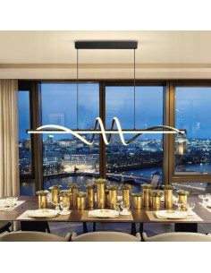 Nowoczesna lampa wisząca LED Serpent w kształcie spirali, czarna, 90cm, idealna do jadalni, kuchni i biura. 2