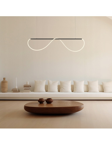 Elegancka czarna lampa wisząca Meleca S 100cm z LED - nowoczesne oświetlenie do biura i stylowego wnętrza