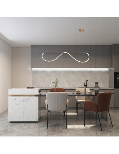 Lampa LED Meleca w złotym wykończeniu – nowoczesna elegancja z regulacją barwy światła dla stylowych wnętrz.