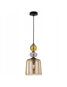 Lampa wisząca Tropea - designerski zwis bursztynowy i złoty, idealna do nowoczesnych wnętrz boho i vintage.