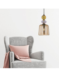 Lampa wisząca Tropea - designerski zwis bursztynowy i złoty, idealna do nowoczesnych wnętrz boho i vintage. 2