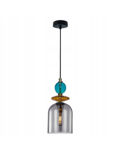Lampa wisząca Tropea z eleganckiego szkła w odcieniach bursztynowym, dymnym i turkusowym - idealna do salonu i jadalni.