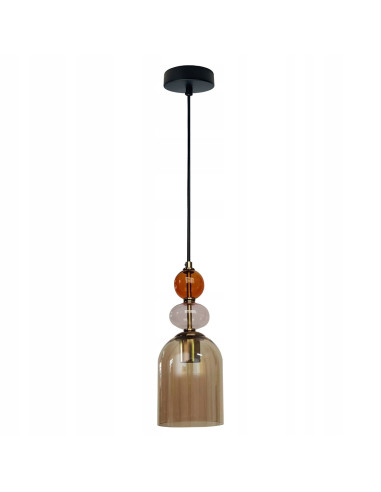 Lampa wisząca Tropea w odcieniach bursztynu z metalowymi detalami w starym złocie - nowoczesny design do każdego wnętrza.