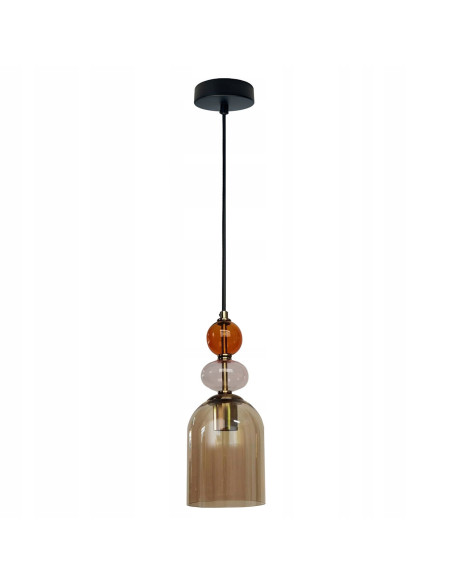 Lampa wisząca Tropea w odcieniach bursztynu z metalowymi detalami w starym złocie - nowoczesny design do każdego wnętrza.