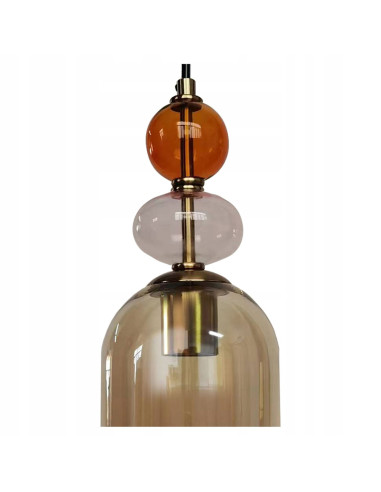 Lampa wisząca Tropea w odcieniach bursztynu z metalowymi detalami w starym złocie - nowoczesny design do każdego wnętrza.