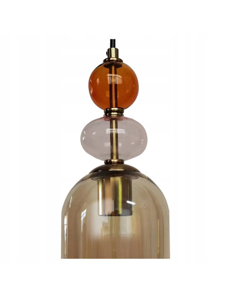 Lampa wisząca Tropea w odcieniach bursztynu z metalowymi detalami w starym złocie - nowoczesny design do każdego wnętrza.