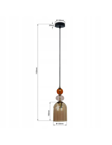 Lampa wisząca Tropea w odcieniach bursztynu z metalowymi detalami w starym złocie - nowoczesny design do każdego wnętrza.