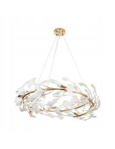 Lampa wisząca BOTANIKA WAVE w złoto-białym stylu z liśćmi Ginkgo - elegancja do salonu, sypialni i biura