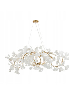 Lampa Wisząca BOTANIKA WAVE z Ceramicznymi Liśćmi Ginkgo w Złotej Ramie – Elegancja Natury w Twoim Wnętrzu 2