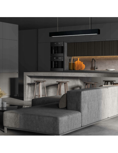 Nowoczesna lampa wisząca LED IBROS w czerni, metalowa, 158 cm - elegancja dla salonu i biura