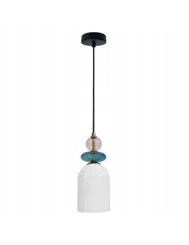 Lampa wisząca Tropea - elegancka w stylu retro, dostępna w białym, turkusowym i brudnym różu, idealna do każdego wnętrza.
