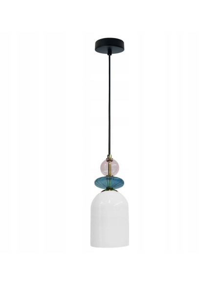 Lampa wisząca Tropea - elegancka w stylu retro, dostępna w białym, turkusowym i brudnym różu, idealna do każdego wnętrza.