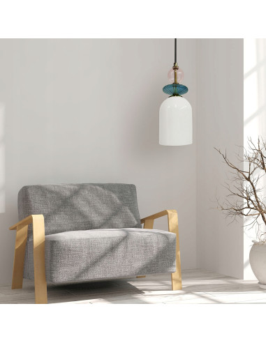 Lampa wisząca Tropea - elegancka w stylu retro, dostępna w białym, turkusowym i brudnym różu, idealna do każdego wnętrza.
