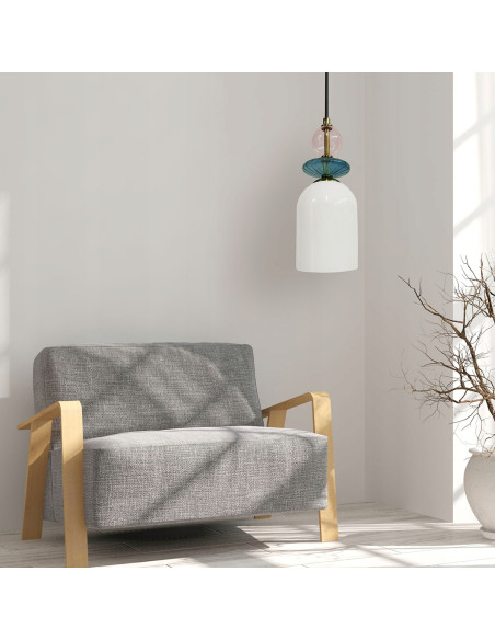 Lampa wisząca Tropea - elegancka w stylu retro, dostępna w białym, turkusowym i brudnym różu, idealna do każdego wnętrza.