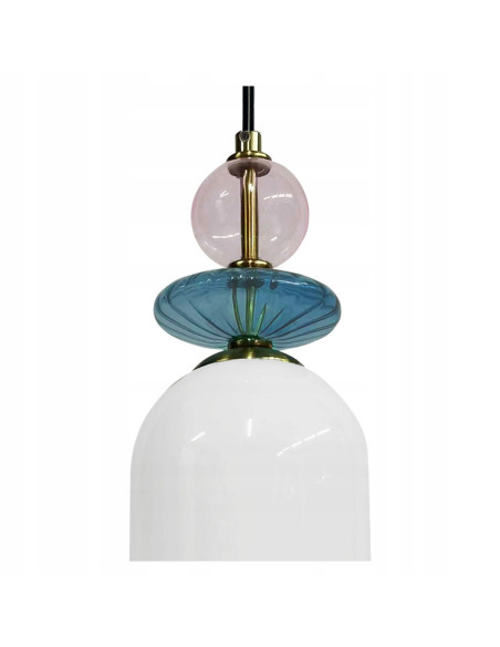 Lampa wisząca Tropea - elegancka w stylu retro, dostępna w białym, turkusowym i brudnym różu, idealna do każdego wnętrza.