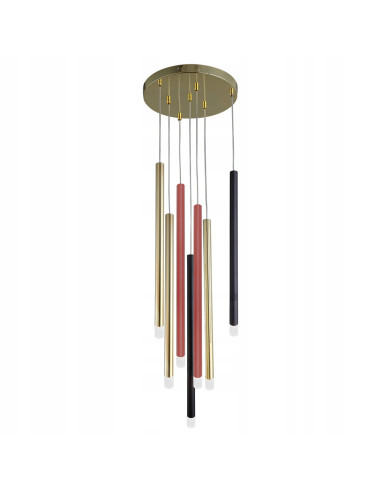 Lampa wisząca Lungo - nowoczesne oświetlenie w kolorowym stylu dla eleganckich wnętrz z 7 punktami świetlnymi