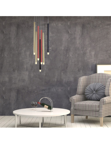 Lampa wisząca Lungo - nowoczesne oświetlenie w kolorowym stylu dla eleganckich wnętrz z 7 punktami świetlnymi