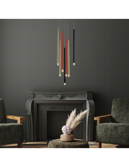 Lampa wisząca Lungo - nowoczesne oświetlenie w kolorowym stylu dla eleganckich wnętrz z 7 punktami świetlnymi