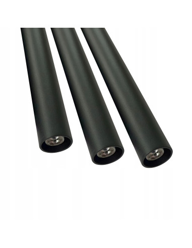 Reflektor sufitowy Lungo - industrialna lampa z 3 źródłami światła, regulowana wysokość, minimalistyczna, czarna