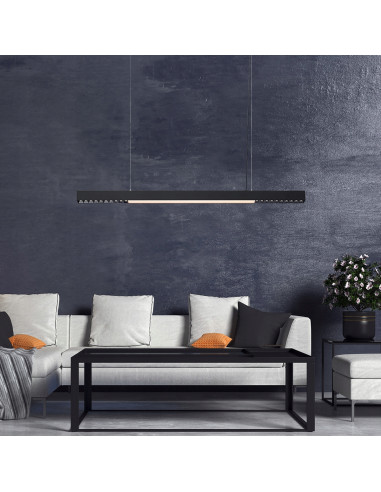 Lampa wisząca LED CCT Cali - czarna, regulowana, nowoczesny design do biura, jadalni, kuchni i salonu