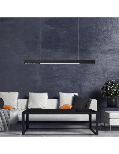 Lampa wisząca LED CCT Cali - czarna, regulowana, nowoczesny design do biura, jadalni, kuchni i salonu