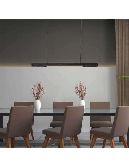 Lampa wisząca LED CCT Cali - czarna, regulowana, nowoczesny design do biura, jadalni, kuchni i salonu