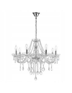 Luksusowy żyrandol Cristallo E14 z 8 źródłami światła – eleganckie oświetlenie w stylu glamour, srebrna konstrukcja 2