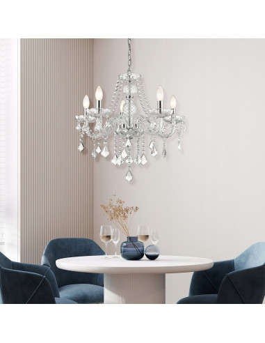 Luksusowy Żyrandol Cristallo z Kryształkami, Regulowana Wysokość, Idealny do Sypialni, Salonu i Jadalni